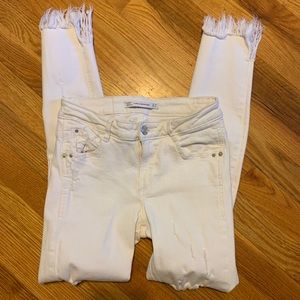 Zara fringe white jeans